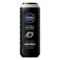 NIVEA MEN Active Clean 3-in-1 Men's Body Wash with Charcoal, Vanilla Bourbon Scent, 16.9 fl oz