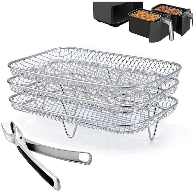 Multi Layered Dehydrator Racks,Dual Air Fryer Rack Fryer Stand Dual Air Fryer Rack Compatiblefor Ninja Smart Functionality