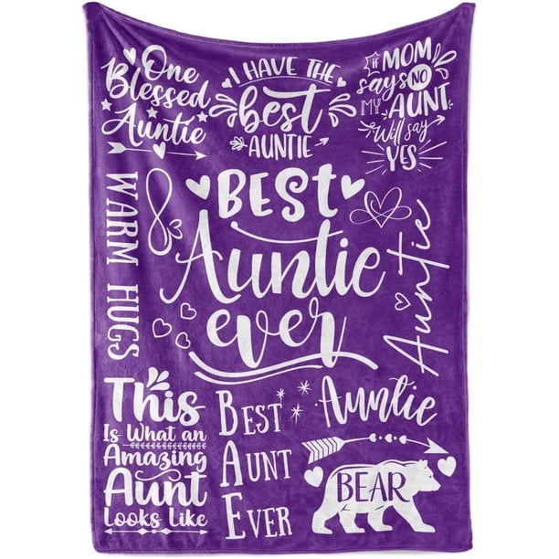 LHSHID Aunt Gifts from Niece Nephew Best Auntie Ever Gifts Blanket for Aunt Birthday Gifts Flannel Blankets for Women Purple 50"x60"