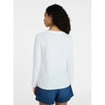 thumbnail image 5 of Time and Tru Women's Cotton V-Neck Tee with Long Sleeves, Sizes XS-XXXL, 5 of 6