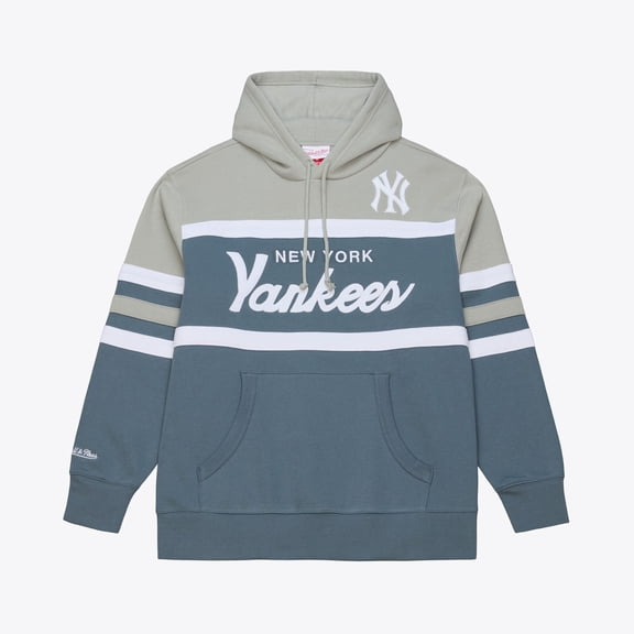 Men's Mitchell & Ness  Gray New York Yankees Cooperstown Collection Thunderstorm Head Coach Hoodie
