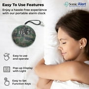 Sonic Alert - Sonic Shaker Portable Super Loud Digital Alarm Clock for Heavy Sleepers, Compact Design, Camouflage