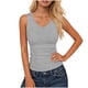 thumbnail image 1 of Mujeres Blusas de Verano sin Mangas Cuello en V Cuello Sólido Camiseta con Cojín de Pecho, Ligera Blusa Casual, 1 of 6