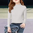 thumbnail image 2 of Ruyang Kids Girls Thermal Shirts Ruffle Neck Slim Fit Long Sleeve Base Layer Top Fall Winter Warm Plain Ribbed Sweater, 2 of 6
