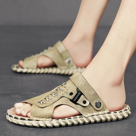 

CasualPU Leather Non-slip Sandals Lightweight Comfortable Open Toe Beach Slippers For Indoor Outdoor Activities Summer