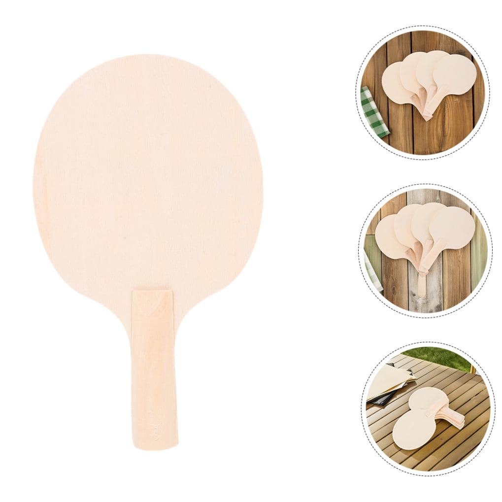 COMPUKAS 4 Pair Unpainted Table Tennis Paddles Blanks for Painting with Ergonomic Grip, Ideal for Competitive and Practice
