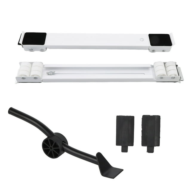 Soporte de polea universal para electrodomésticos, 300 kg de capacidad de carga, base retráctil con rodillos móviles y palanca para lavadora, color blanco