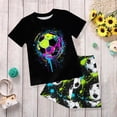 thumbnail image 3 of Toddler Baby Boy Outfits Summer Clothes Truck Short Sleeve Tee and Printed Shorts 2-Piece Set Football Match and Outdoor Playdates, 3 of 6