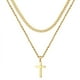 thumbnail image 1 of Collar de cruz de oro para hombres Collares de cruz para hombre Collar de cruz de acero inoxidable para hombres mujeres niñas Cadena de cuerda en capas Cadena cruzada para hombres 22-24 pulgadas Regal, 1 of 1