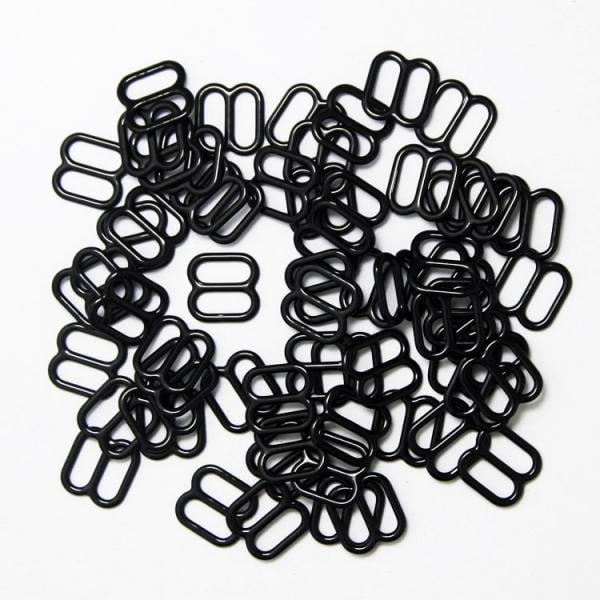 3x 100 Control Deslizante de Ajuste de Correa de Sujetador de Metal / Gancho / Lencería Artesanía de Costura Plata / BLK Zulema Cierres de la correa del sujetador