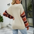 thumbnail image 5 of IROINNID Reduced Womens Sweater V-Neck Pullover Sweater Stripes Loose Mid-Length Long Sleeve Button Knit Sweater Fall/Winter Lantern Sweater, 5 of 9