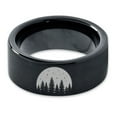 thumbnail image 2 of Tungsten Night Skyline Outdoor Camping Band Ring 9mm Men Women Comfort Fit Black Flat Cut Brushed Polished, 2 of 4