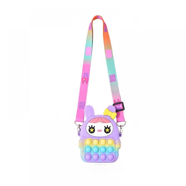 Juguetes educativos para niños, prensa de silicona para jugar, juguetes de descompresión, bolsa de mensajero para niños - (lindo color morado conejo)