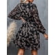 thumbnail image 4 of Women's Floral Print Chiffon A-Line Mini Dress Long Peasant Sleeves, 4 of 5