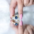 thumbnail image 5 of London Blue Topaz Solitaire Ring with Diamond Side Stones for Women -2.2 Carat, 10K Yellow Gold, US 7.50, 5 of 9