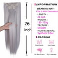 thumbnail image 5 of SHCKE Hair Extensions 24" Clip in Wavy Curly Hair Extensions 26" Straight Fluffy Hair Extensions Colorful Synthetic Full Head Clip in Hair Pieces for Women, 5 of 5