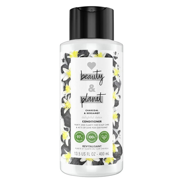 Acondicionador limpiador Love Beauty And Planet Delicioso desintoxicante para cabello limpio Carbón y bergamota Vegano Sin parabenos Sin silicona Acondicionador clarificante sin crueldad 13.5 oz