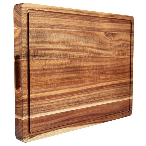 Extra Large Wood Cutting Board for Kitchen, 24" x 18"/20" x 15" Acacia Wood Large Butcher Block Cutting Board with Juice Groove, Thick Wooden Chooping Board Carving Board for Meat Turkey Vegetables