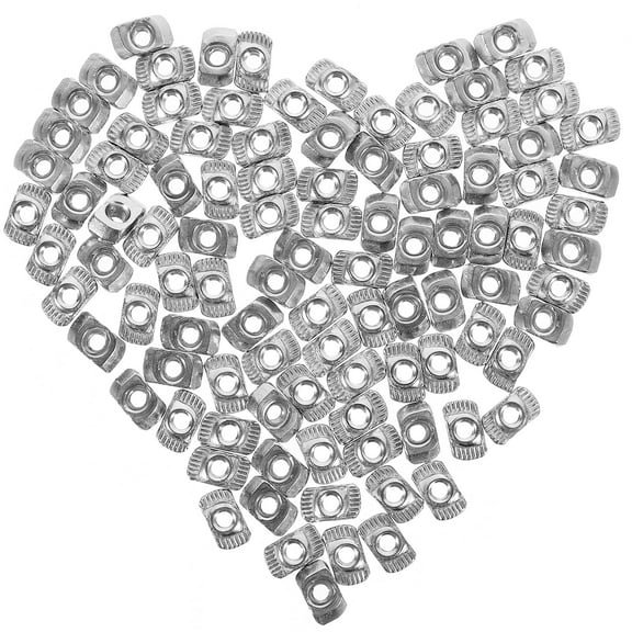 FRCOLOR T-Nut T type Nut Block Nuts for Aluminum Profile European Thread Slim Shaped Nut T Nut Thread for Aluminum Extrusions 100pcs, Silver,0.39"X0.16"X0.24"