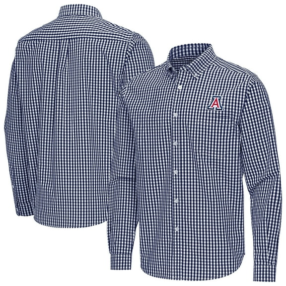 Men's Antigua Navy Arizona Wildcats Ellis Woven Tri-Blend Long Sleeve Button-Down Shirt