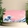thumbnail image 4 of License Plate, Pink hued Wave Art Decorative Front,Personalized Stainless Steel License Plate Cover For Men Women,12.2" X 6.2", 4 of 6