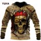 thumbnail image 3 of Sudadera con capucha y sudadera con estampado 3D de tatuaje de calavera roja oscura para hombre, sudadera unisex de primavera y otoño, ropa deportiva informal, 3 of 5