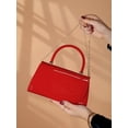 thumbnail image 6 of RUMANLAND Women's Red Patent Leather Evening Bag, Top Handle Clutch Purse with Glossy Finish and Elegant Structured Design, 6 of 7