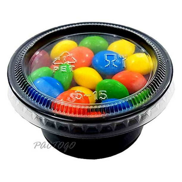 Empress 2 oz. BLACK Plastic Disposable Portion Souffle Container Food