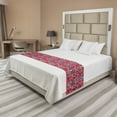 thumbnail image 1 of Floral Bed Runner, Budding Flowers with Stripes on the Background, Decorative Accent Bedding Scarf for Hotels Homes and Guestrooms, King, Dark Pink Sky Blue, by Ambesonne, 1 of 2