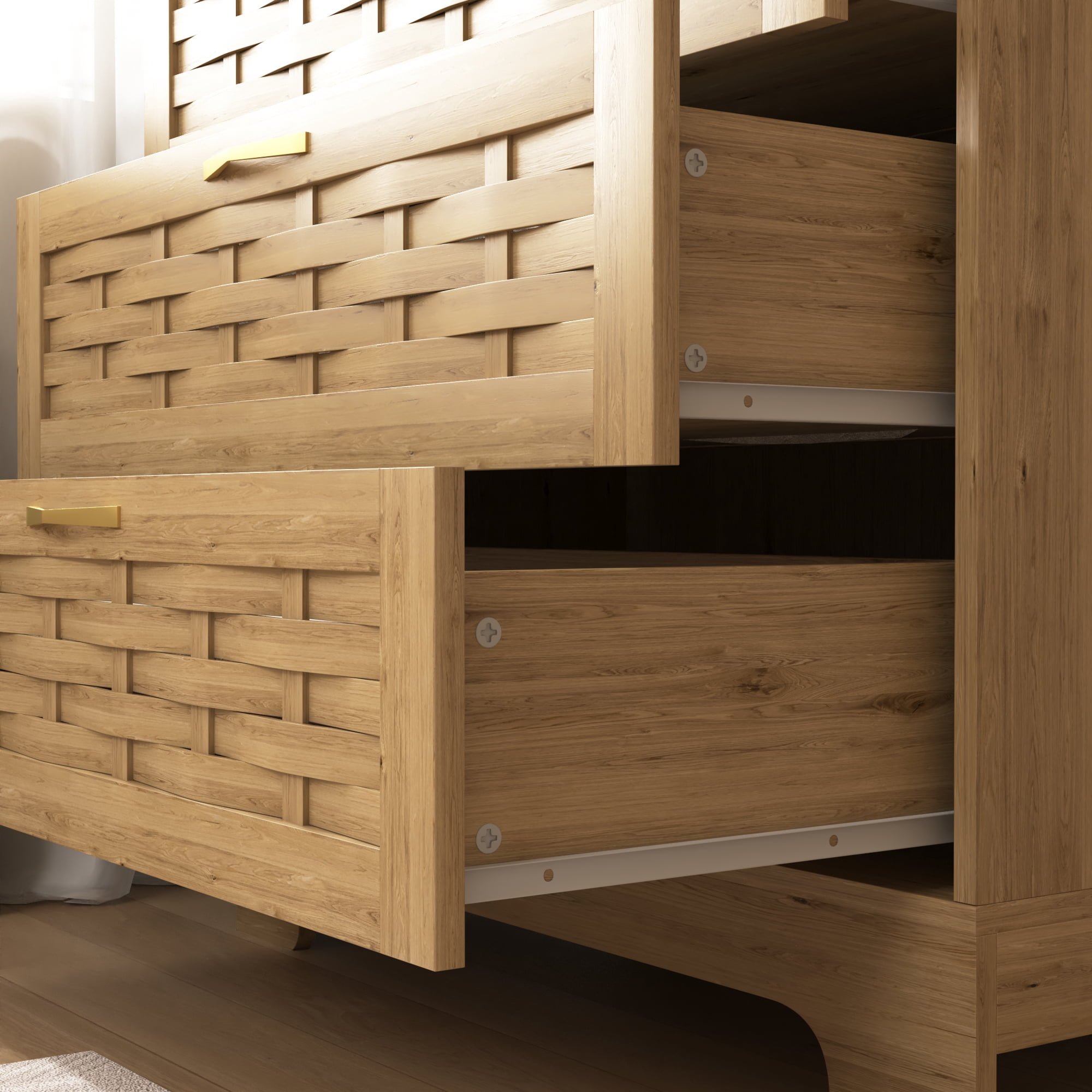 4-Drawer Dresser 31.5 Inch, Modern Chest of Drawers with Transparent Acrylic Doors, Storage Organizer for Bedroom and Entryway, Wood