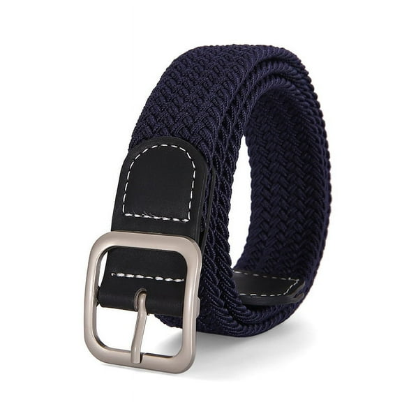 Nvzi -b Stretch Belt for Men, Men Elastic Woven Braided Belt 1 3/8 Casual Belt Golf Belt for Jeans Pants(Navy blue)