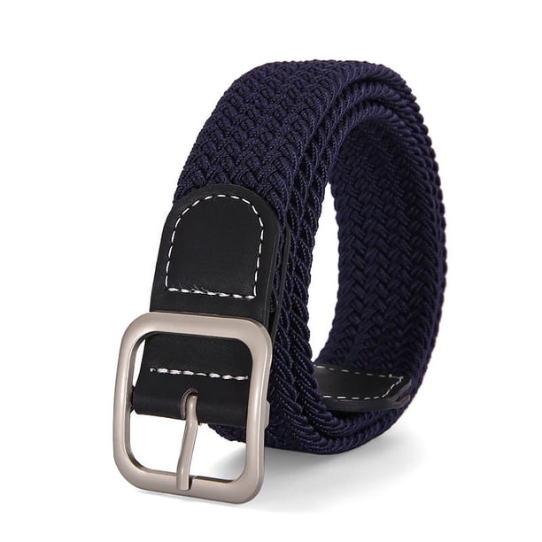 Zhuge Cinturón elástico para hombre, cinturón trenzado tejido elástico para hombre, cinturón informal de 1 3/8, cinturón de golf para pantalones vaqueros (azul marino)