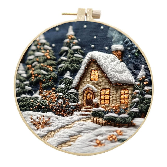 SGACAI Kit de bordado navideño, kits de punto de cruz navideños, kit de bordado de invierno, kits de bordado navideño para adultos, patrones de bordado navideño, para principiantes adultos