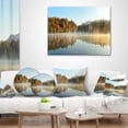 thumbnail image 3 of Designart Lake Autumn Foliage Fog Panorama - Modern Seascape Throw Pillow - 18x18, 3 of 4
