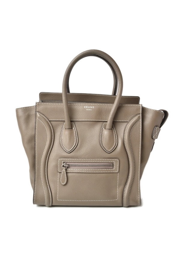 Pre-Owned CELINE Handbag Bag Micro Shopper Luggage Greige (Good)