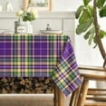 thumbnail image 3 of Mardi Gras Tablecloth 60×84 Inch Rectangular, Buffalo Plaid Green Yellow Purple New Orleans Brazil Carnival Washable Seasonal Table Cover for Party Picnic Dinner Decor, 3 of 6