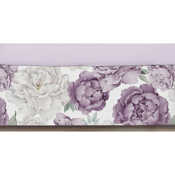 Peony Floral Garden Lavender Purple and Ivory Dust Ruffle Crib Skirt Girl by Sweet Jojo Designs