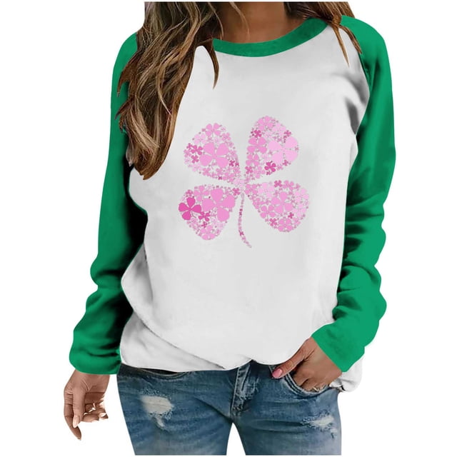 FAIWAD Hauts Tuniques Grande Taille pour Femmes, Manches Longues, Imprimé Graphique, Pull de la Saint-Patrick