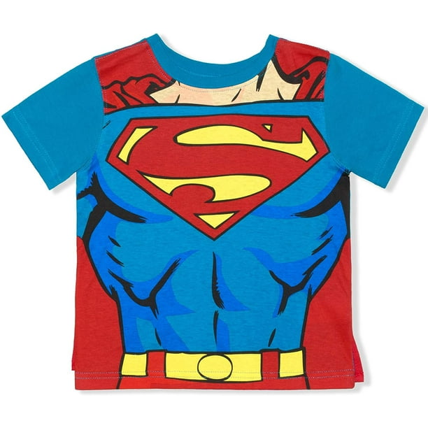 Warner Bros Batman T Shirt with Detachable Cape, Superhero Shirt for