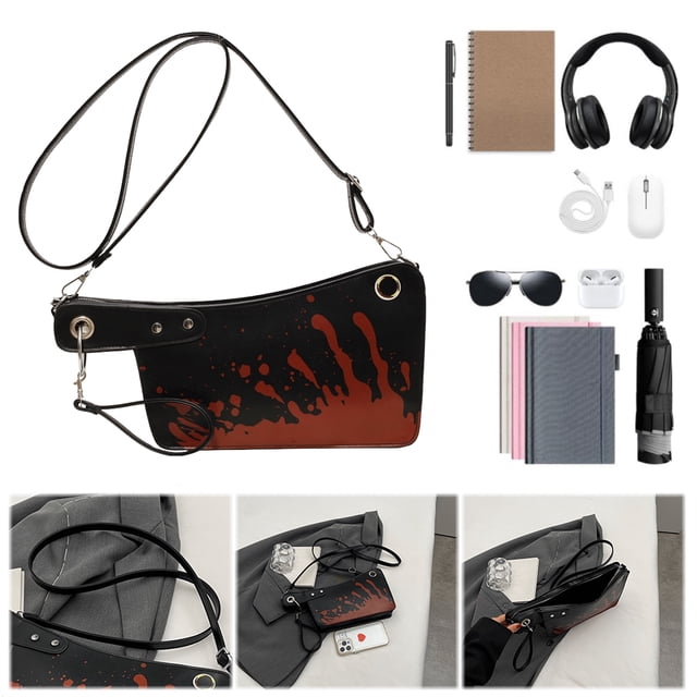 9049 Nicho para Cuchillos Sangrientos Creativa Y Personalizada Parodia Celebridades Internet Cruzada Portátil para Halloween (negro)