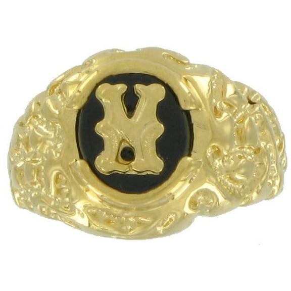 Ring Gold Tone Black Onyx H Initial Signet Size 12 Mens Adult Male