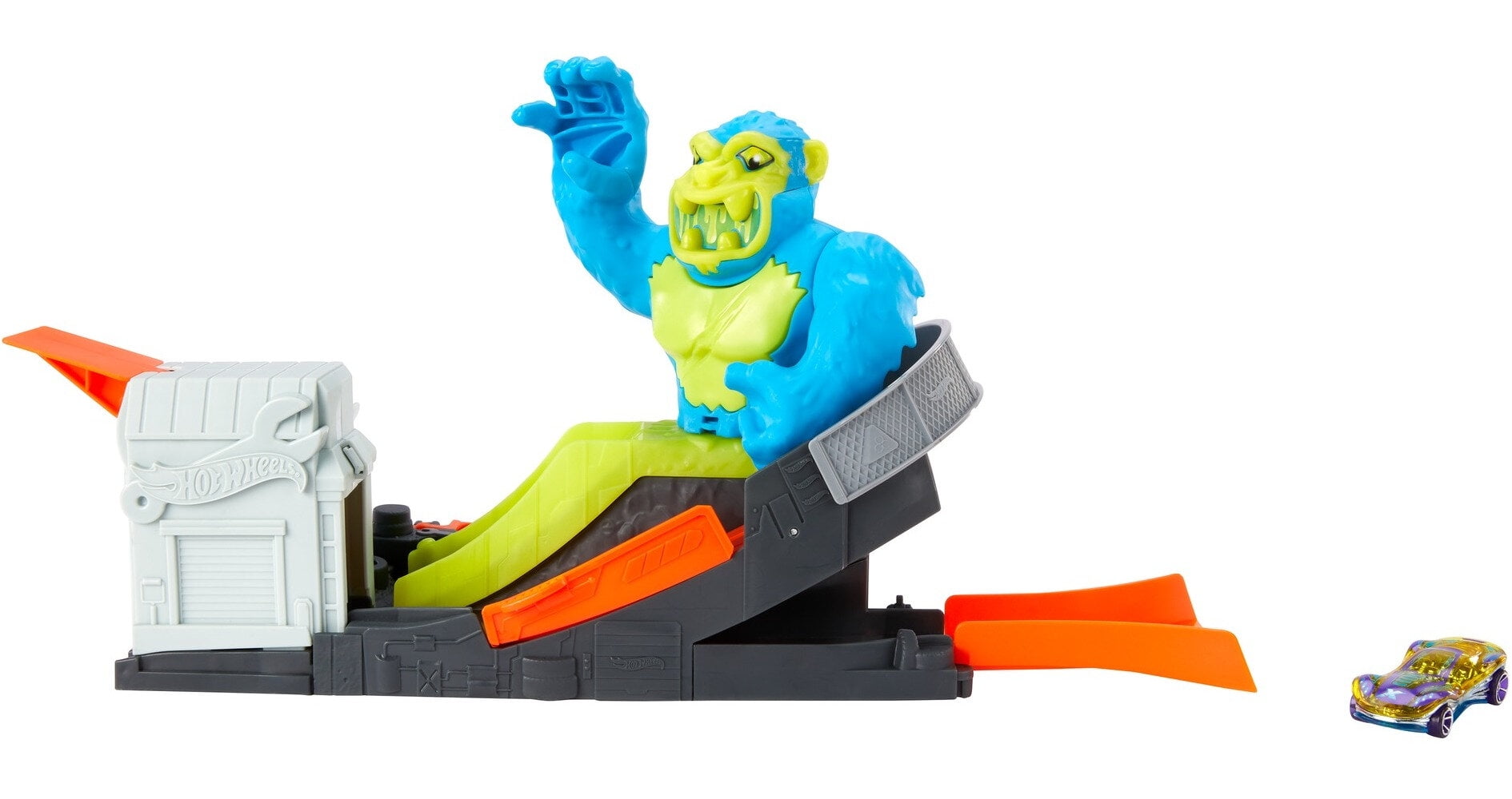 Hot Wheels Toxic Ape Attack Car Vehicle Playset, 25 Pieces 