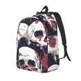 thumbnail image 1 of Balery Gothic Skulls And Roses Mochila Clásica Impresa Básica para Viaje, Mochila Escolar Resistente al Agua, Mochila de Lona con Correas Ajustables-Medium, 1 of 5