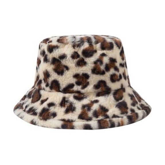 CoCopeanut Topi Bucket Lembut Bulu Imitasi Gambar Macan Tutul Sapi Musim Dingin 2021 untuk Wanita Topi Matahari Hangat Luar Ruangan Topi Nelayan Lembut Mode Wanita Panama
