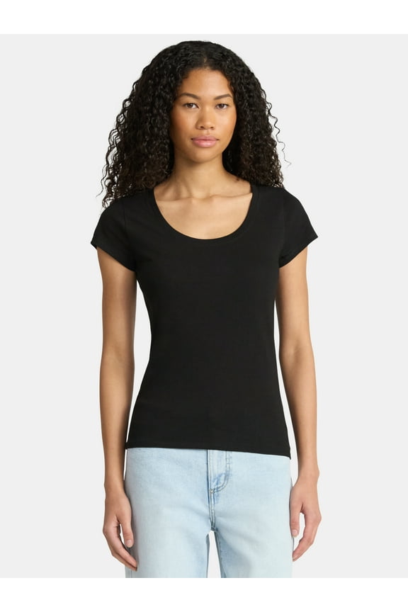 Scoop Neck Tee with Short Sleeves, Women's