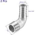 thumbnail image 3 of Paquete de 2 accesorios de púas para manguera-codo de 90 grados, conector de tubería de acero inoxidable de 15mm, se aplica al combustible de agua (tubo macho g1/2), 3 of 5