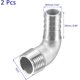 thumbnail image 3 of Paquete de 2 accesorios de púas para manguera-codo de 90 grados, conector de tubería de acero inoxidable de 15mm, se aplica al combustible de agua (tubo macho g1/2), 3 of 5