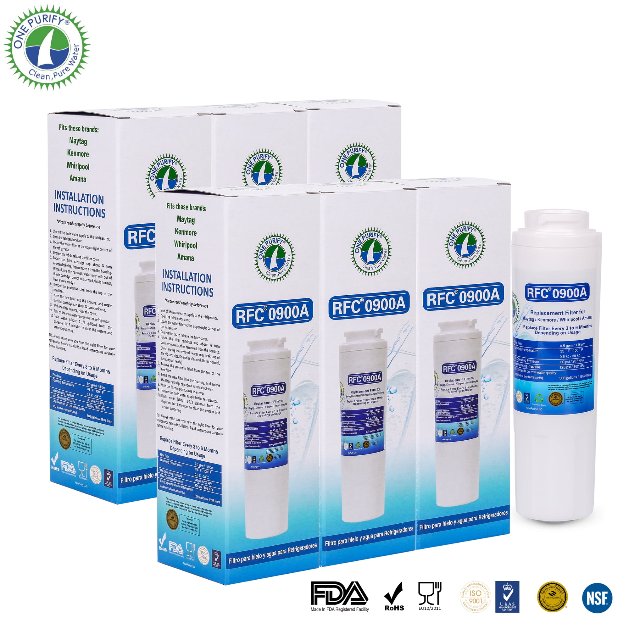 OnePurify RFC0900A UKF8001, Filter 4 Compatible Refrigerator Water