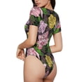 thumbnail image 3 of Naloa Colorful Roses Women's Short-Sleeved Onesie, One-Piece Swimsuit for Parties, dates, clubs - X-Large, 3 of 9