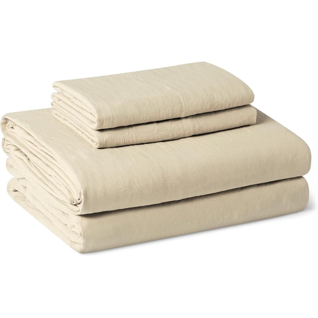 Brushed Microfiber Sheet Set, Extra Soft with Natural Texture, 4-Piece, King, Beige